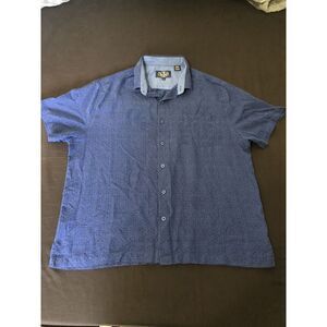Nat Nast Shirt Mens Large‎ Blue Abstract Button Down Silk Blend